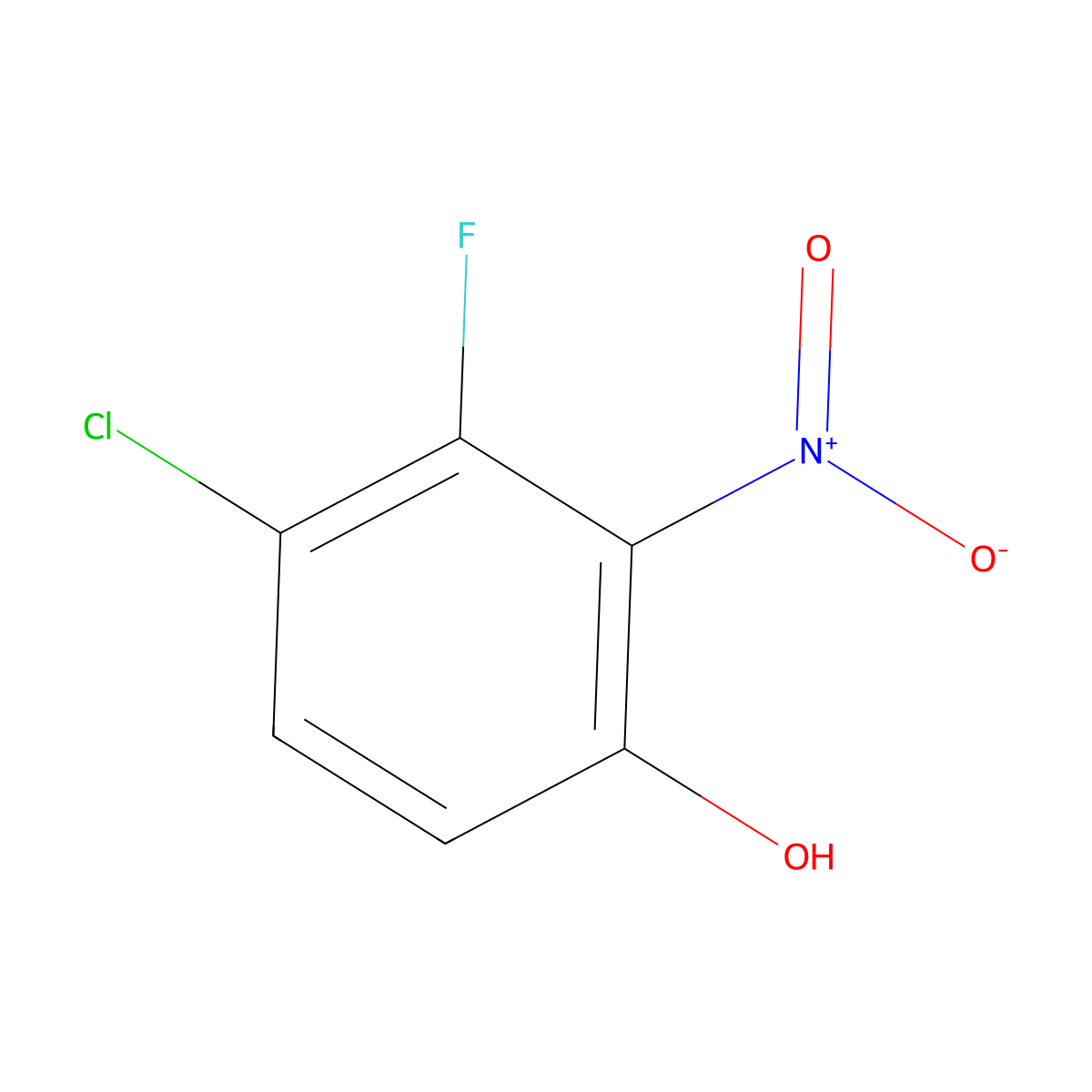 4-Chloro-3-fluoro-2-nitrophenol molecular structure, CAS 1804879-23-9