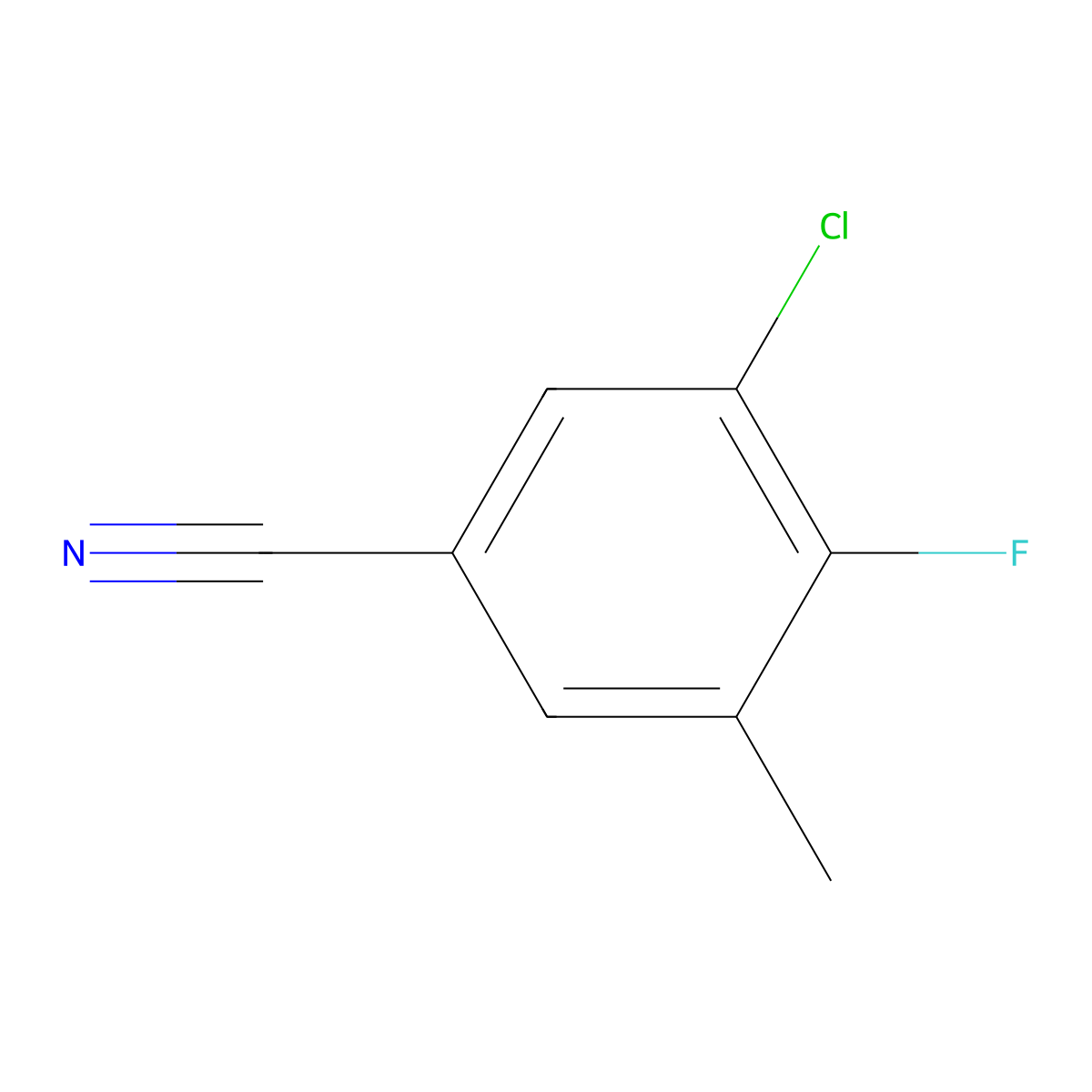 3-Chloro-4-fluoro-5-methylbenzonitrile molecular structure, CAS 1804881-50-2