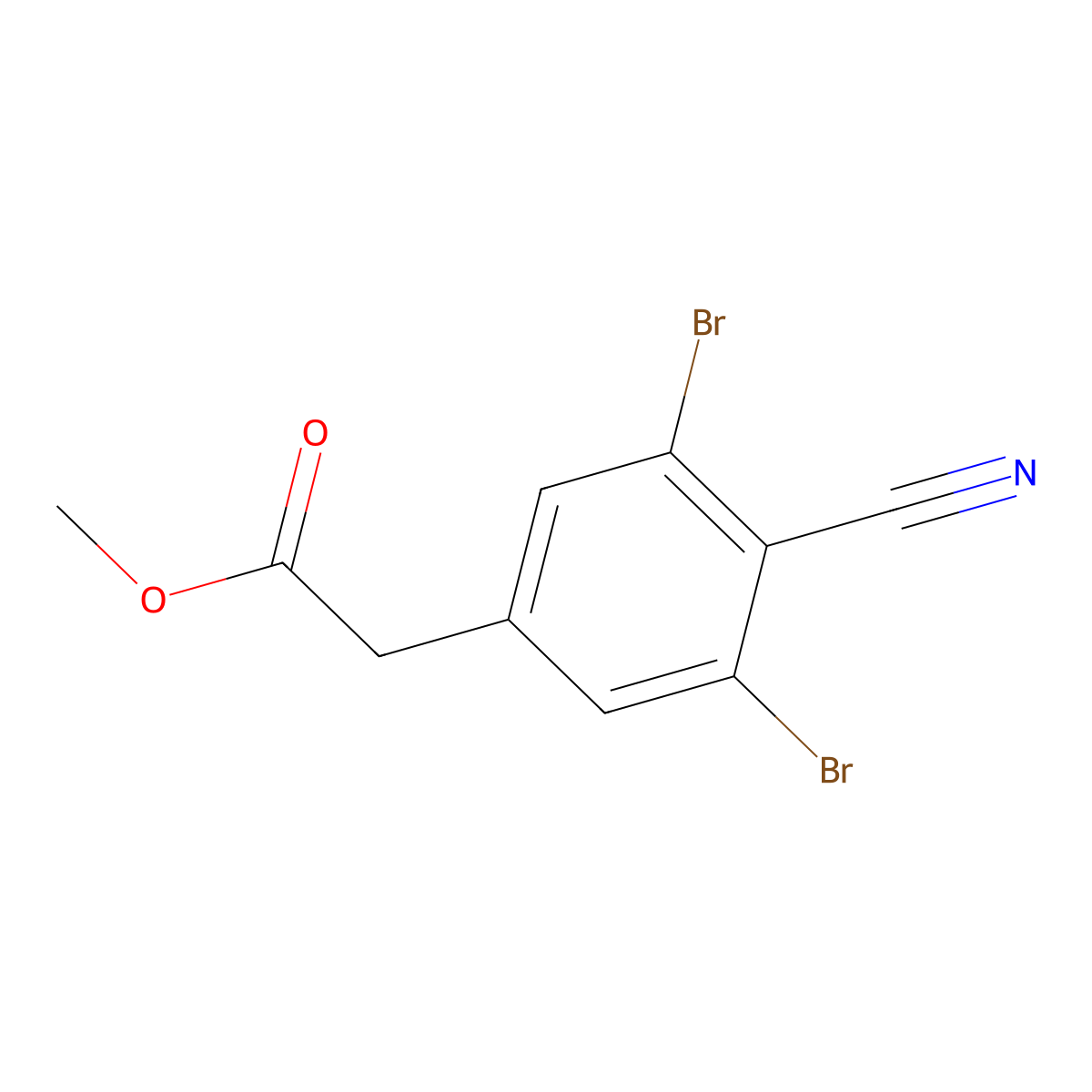 Methyl 2-(3,5-dibromo-4-cyanophenyl)acetate molecular structure, CAS 1804892-46-3