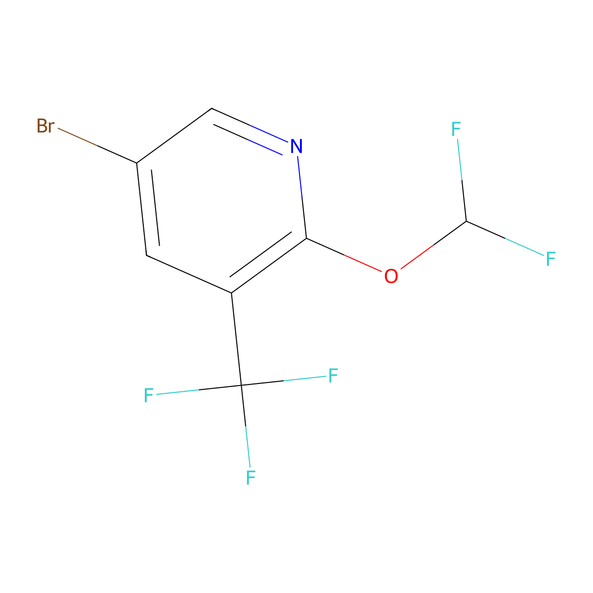 5-Bromo-2-(difluoromethoxy)-3-(trifluoromethyl)pyridine molecular structure, CAS 1804896-67-0