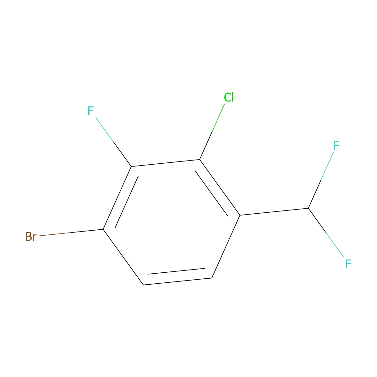 1-Bromo-3-chloro-4-(difluoromethyl)-2-fluorobenzene molecular structure, CAS 1804896-98-7