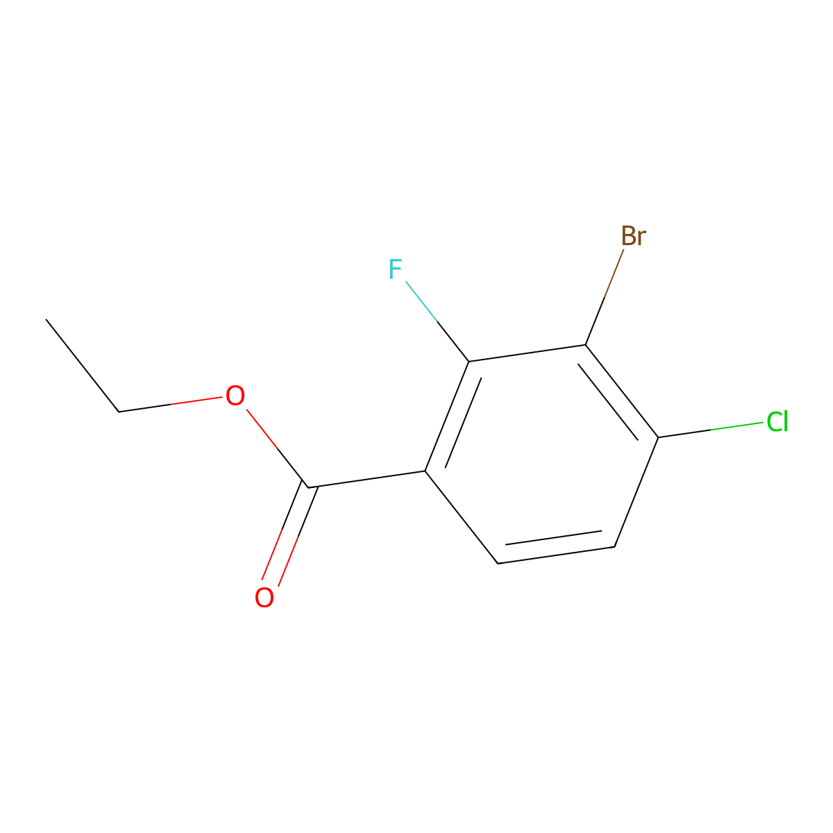 Ethyl 3-bromo-4-chloro-2-fluorobenzoate molecular structure, CAS 1804897-09-3