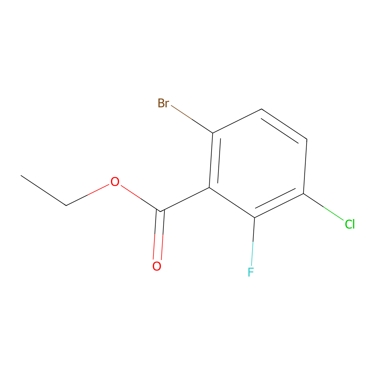 Ethyl 6-bromo-3-chloro-2-fluorobenzoate molecular structure, CAS 1804897-13-9