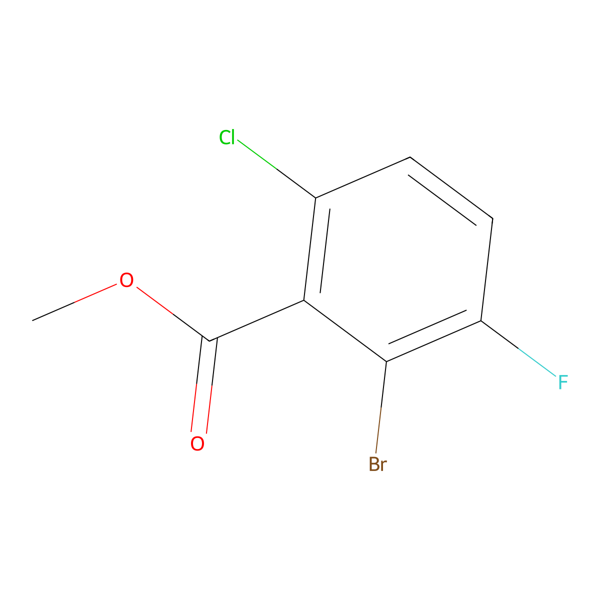 Methyl 2-bromo-6-chloro-3-fluoro-benzoate molecular structure, CAS 1804897-23-1