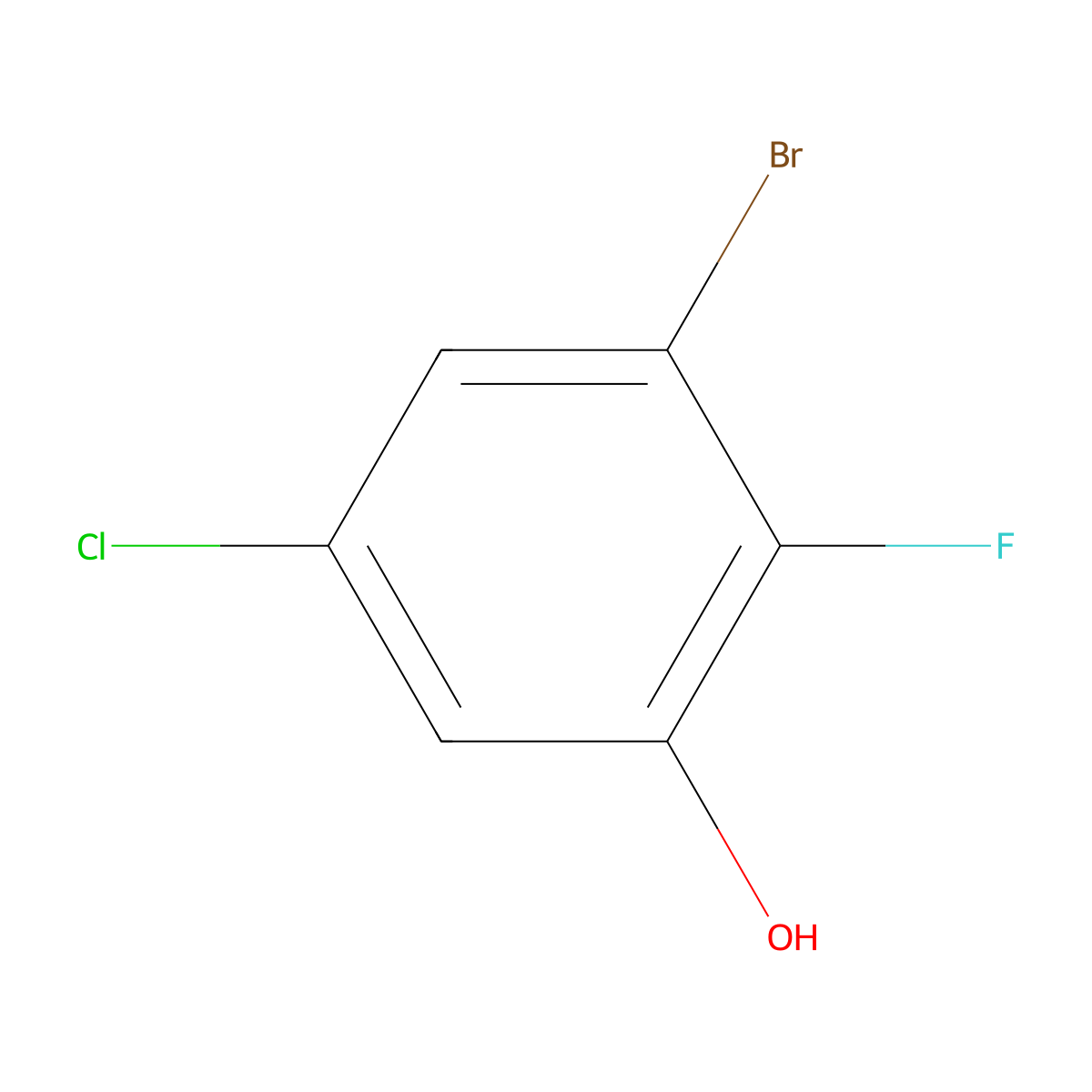 3-Bromo-5-chloro-2-fluorophenol molecular structure, CAS 1804897-55-9