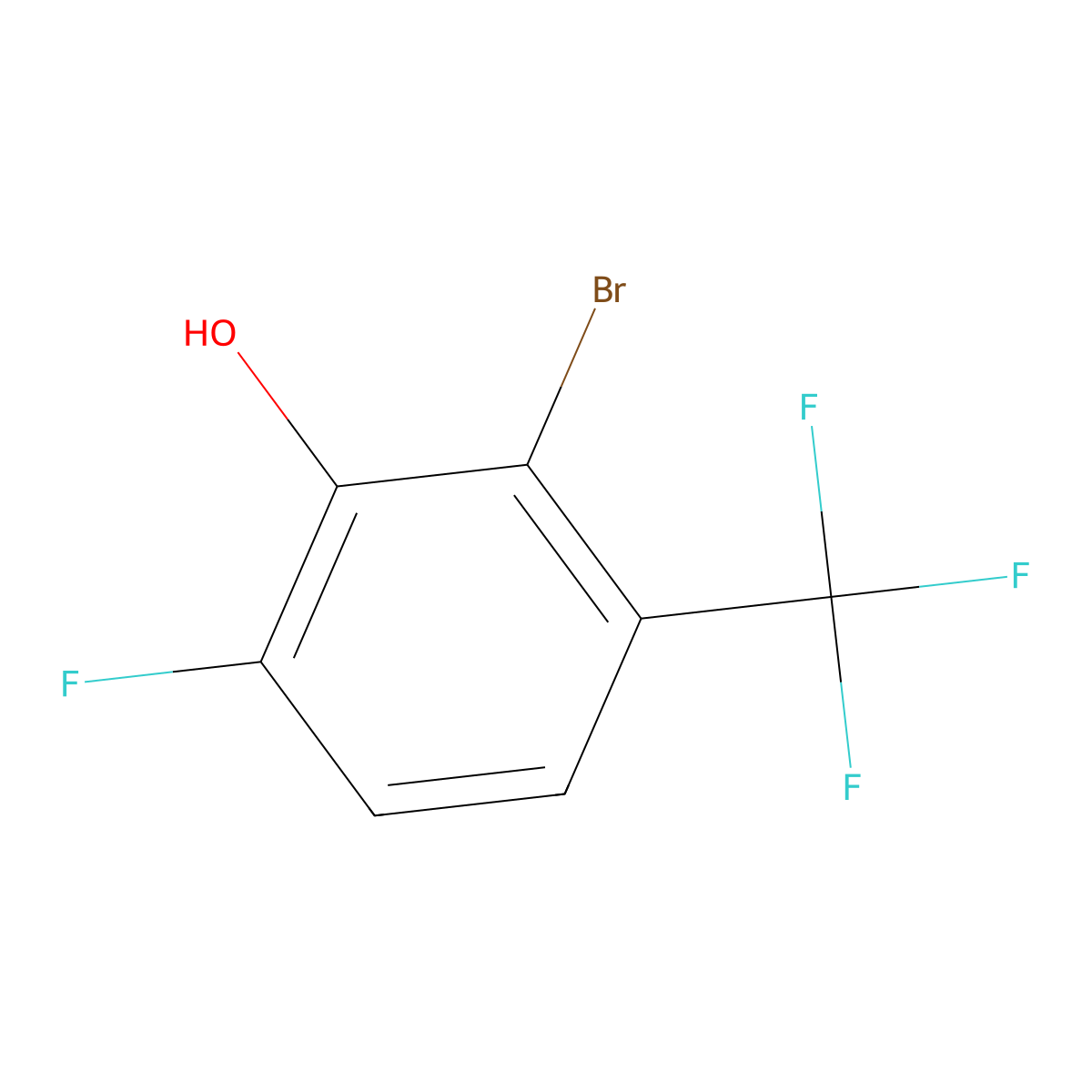 2-Bromo-6-fluoro-3-(trifluoromethyl)phenol molecular structure, CAS 1804908-41-5