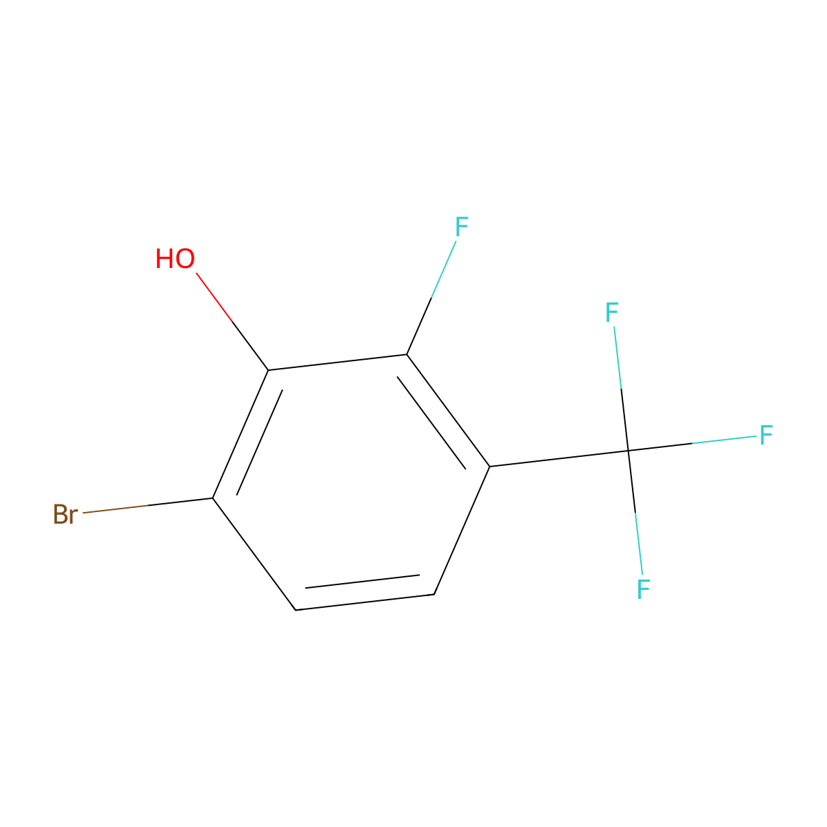 6-Bromo-2-fluoro-3-(trifluoromethyl)phenol molecular structure, CAS 1804908-52-8