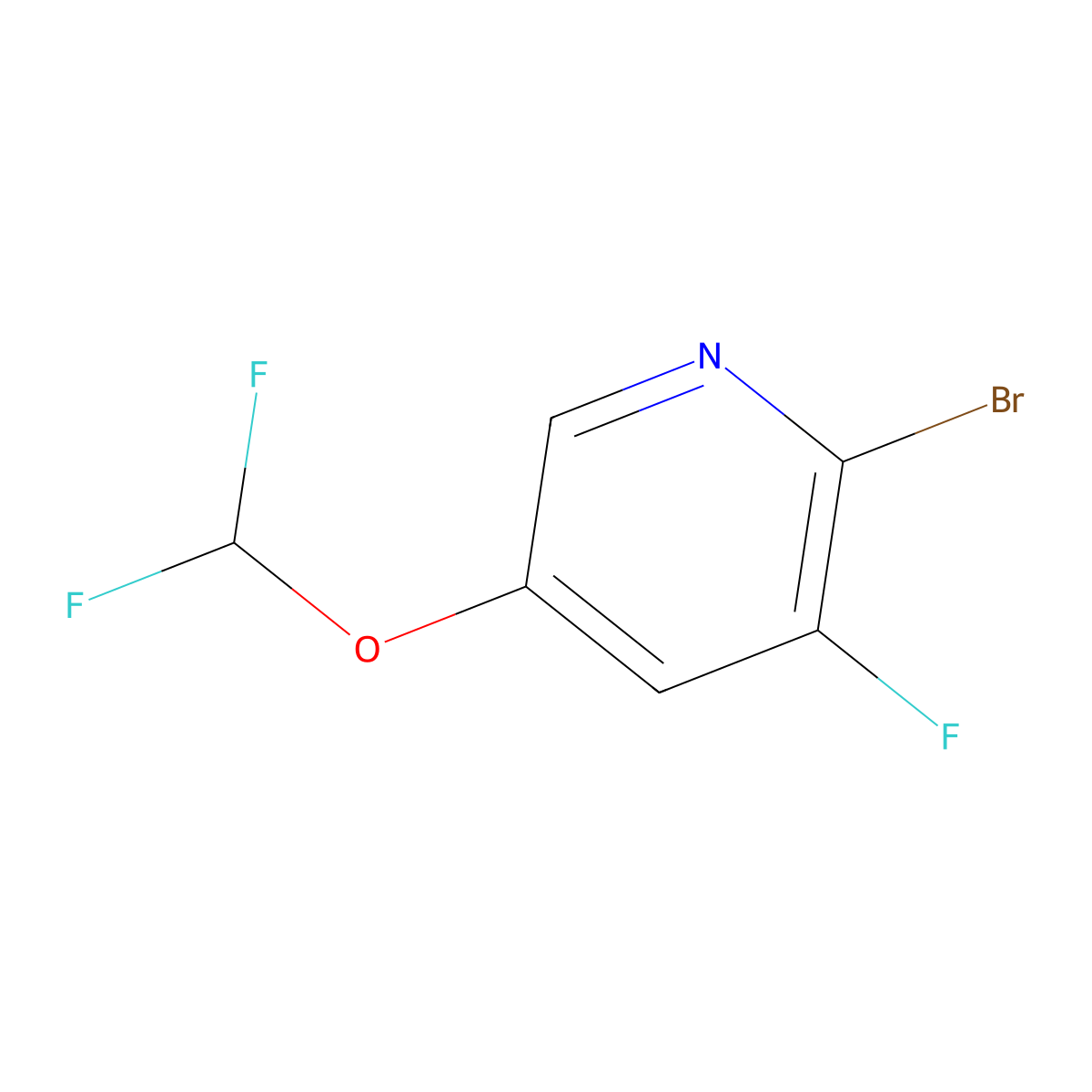 2-Bromo-5-difluoromethoxy-3-fluoropyridine molecular structure, CAS 1804910-51-7