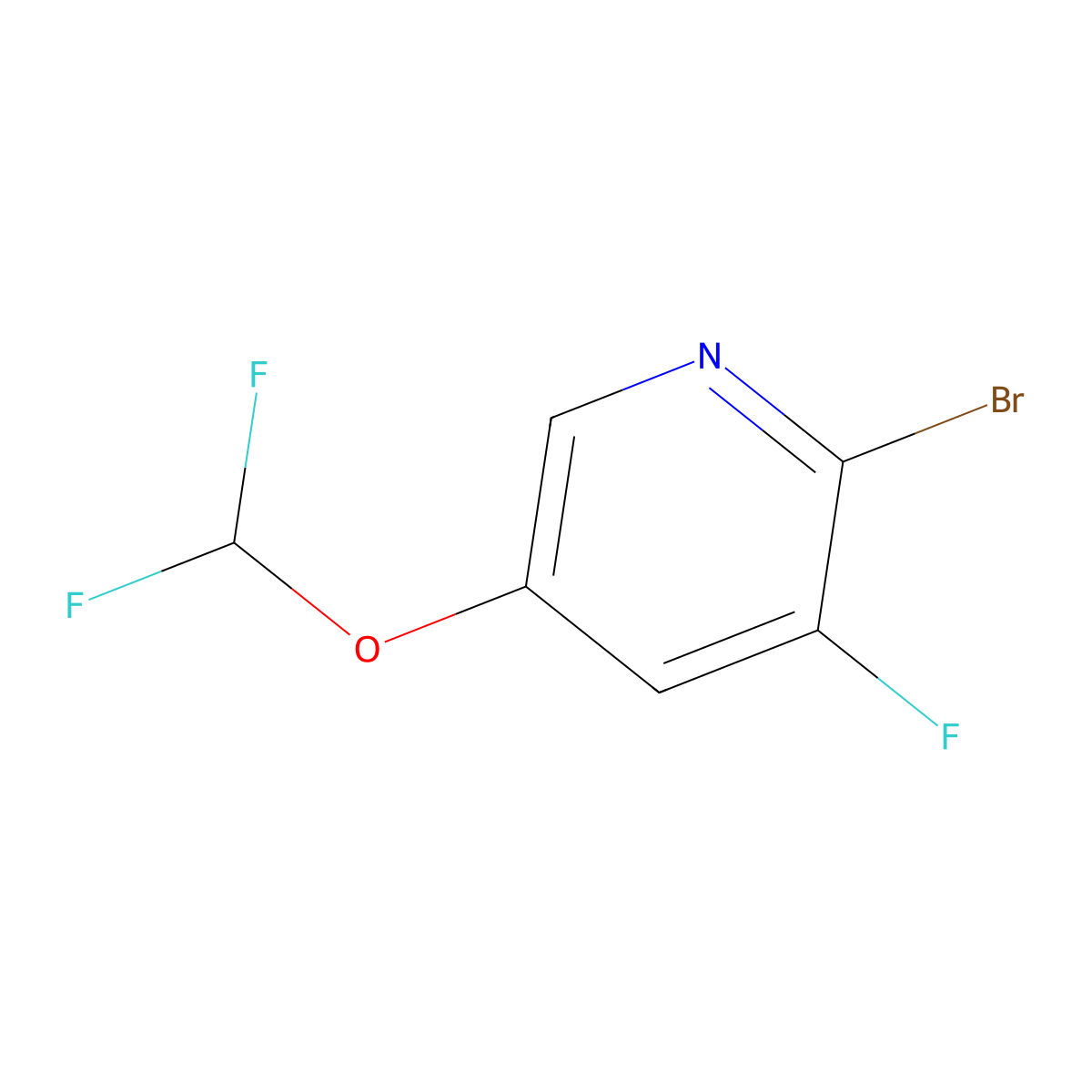 2-Bromo-5-difluoromethoxy-3-fluoropyridine molecular structure, CAS 1804910-51-7