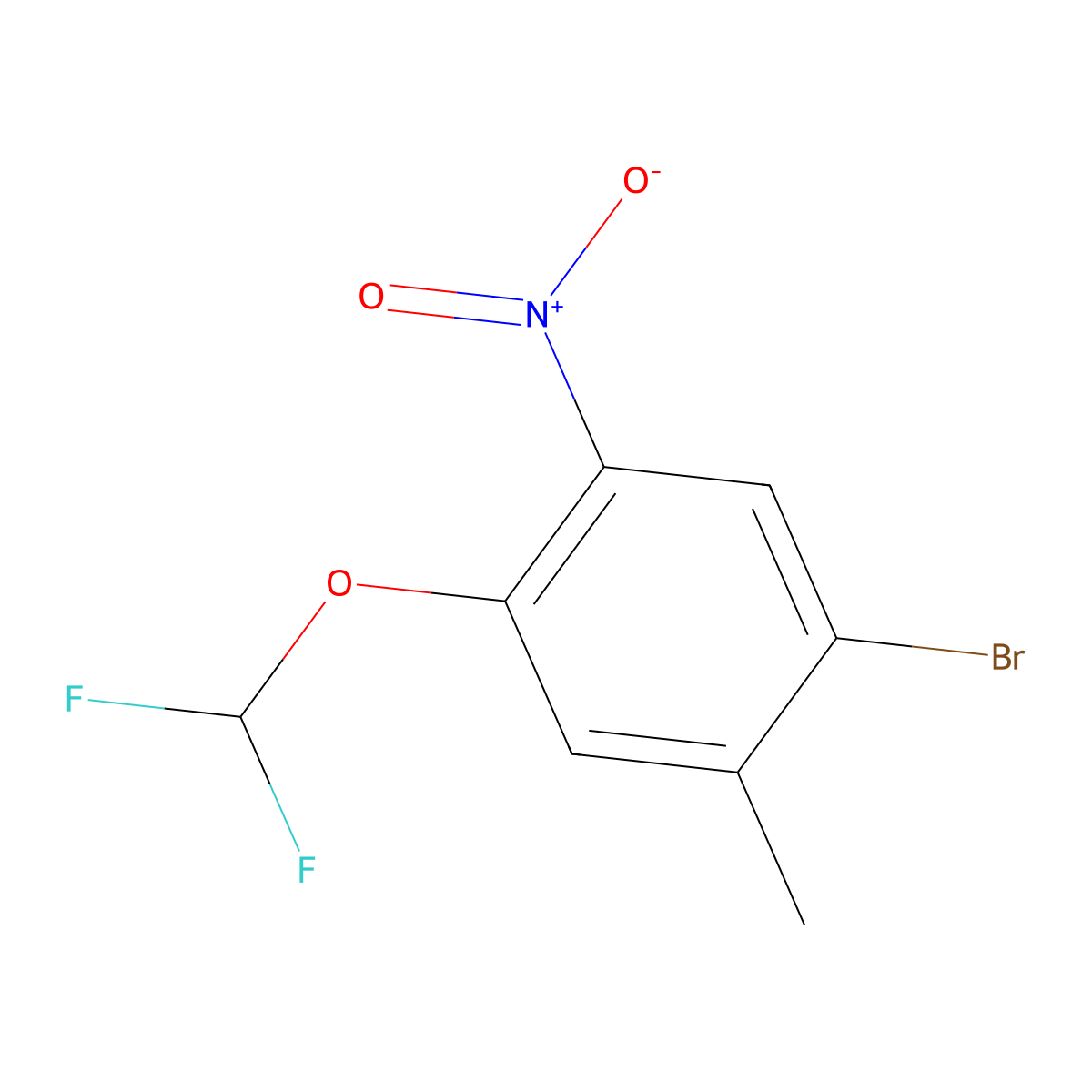 2-Bromo-5-difluoromethoxy-4-nitrotoluene molecular structure, CAS 1804910-60-8