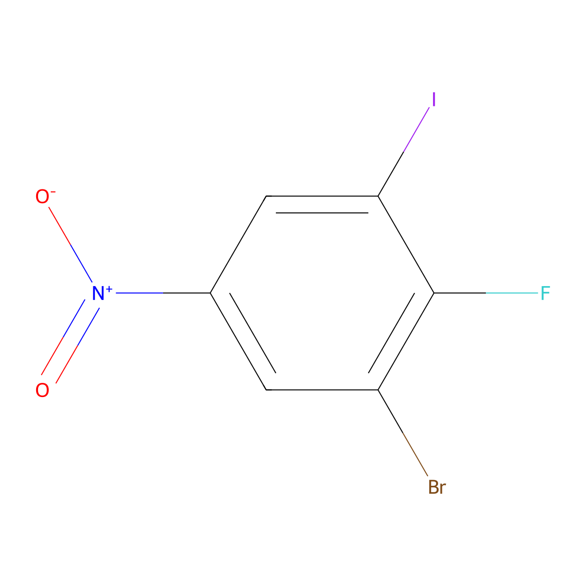 1-Bromo-2-fluoro-3-iodo-5-nitrobenzene molecular structure, CAS 1804910-71-1