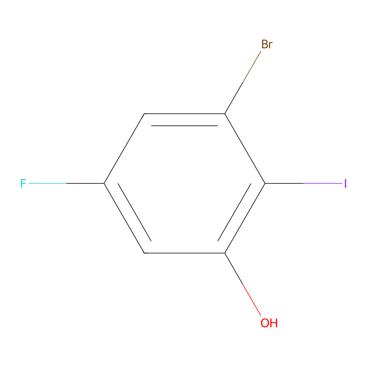 3-Bromo-5-fluoro-2-iodophenol molecular structure, CAS 1804910-88-0