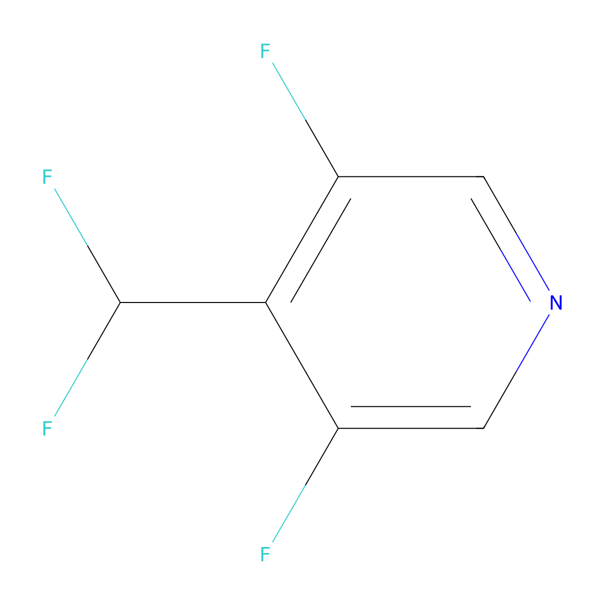 3,5-Difluoro-4-(difluoromethyl)pyridine molecular structure, CAS 1804935-03-2