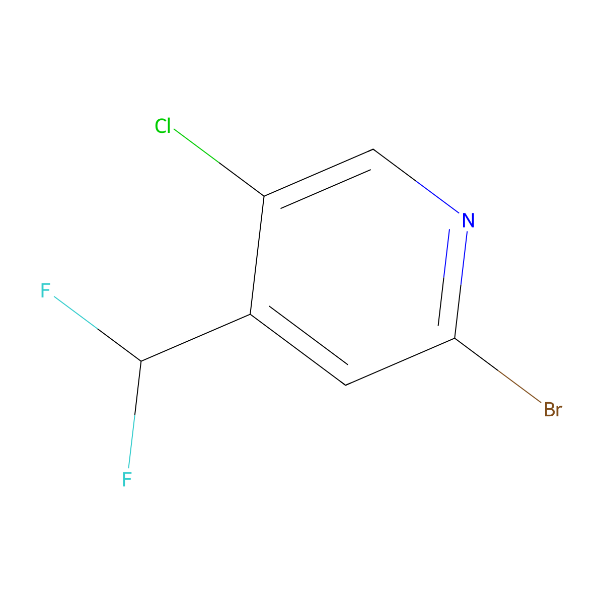 2-Bromo-5-chloro-4-(difluoromethyl)pyridine molecular structure, CAS 1804944-33-9