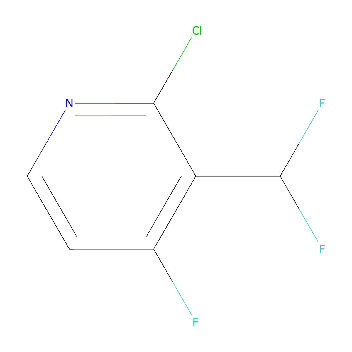 2-Chloro-3-(difluoromethyl)-4-fluoropyridine molecular structure, CAS 1804950-54-6