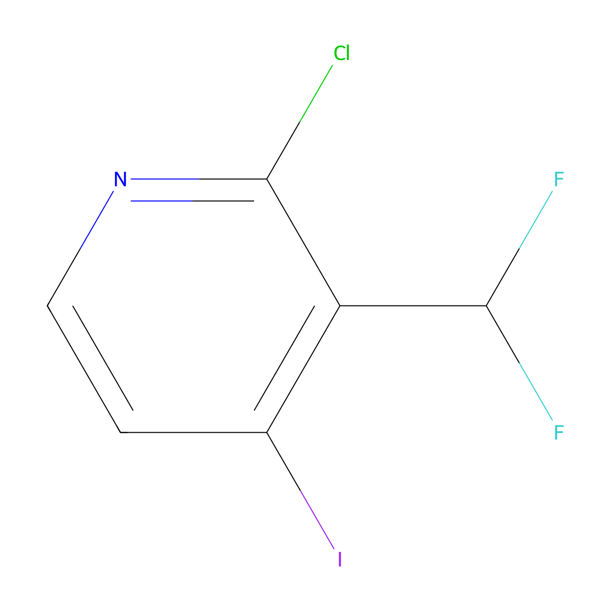 2-Chloro-3-(difluoromethyl)-4-iodopyridine molecular structure, CAS 1804950-87-5