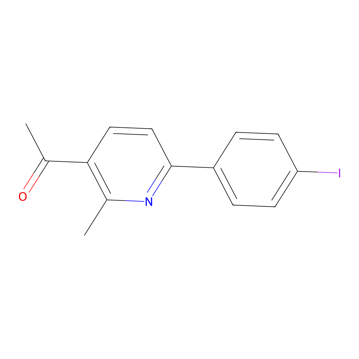 1-(6-(4-Iodophenyl)-2-methylpyridin-3-yl)ethanone molecular structure, CAS 1804966-76-4