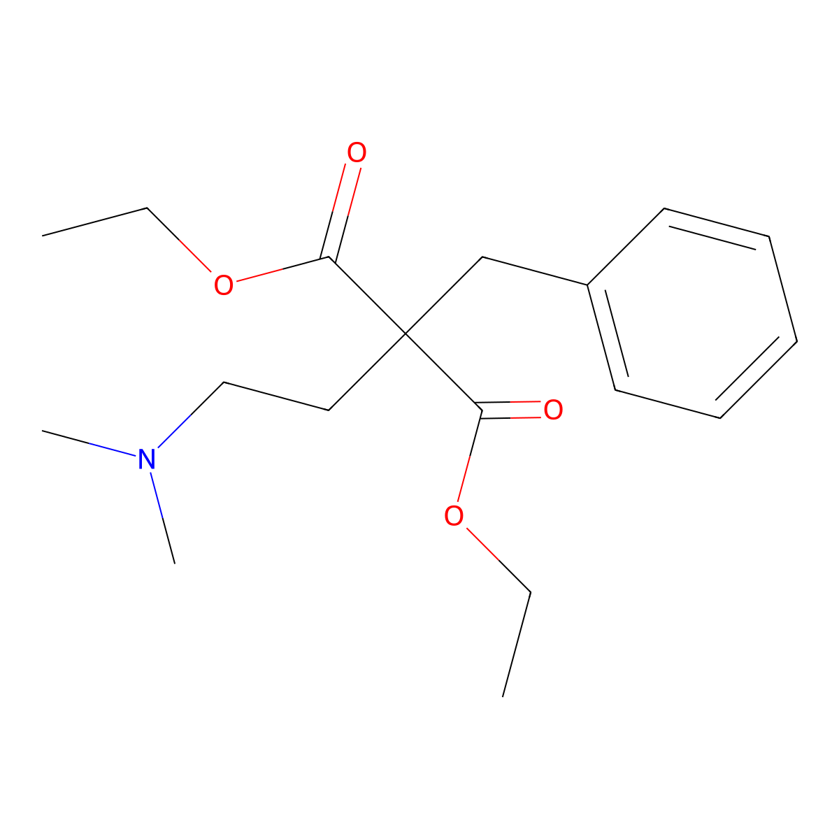 Diethyl 2-benzyl-2-(2-(dimethylamino)ethyl)malonate molecular structure, CAS 1805-03-4