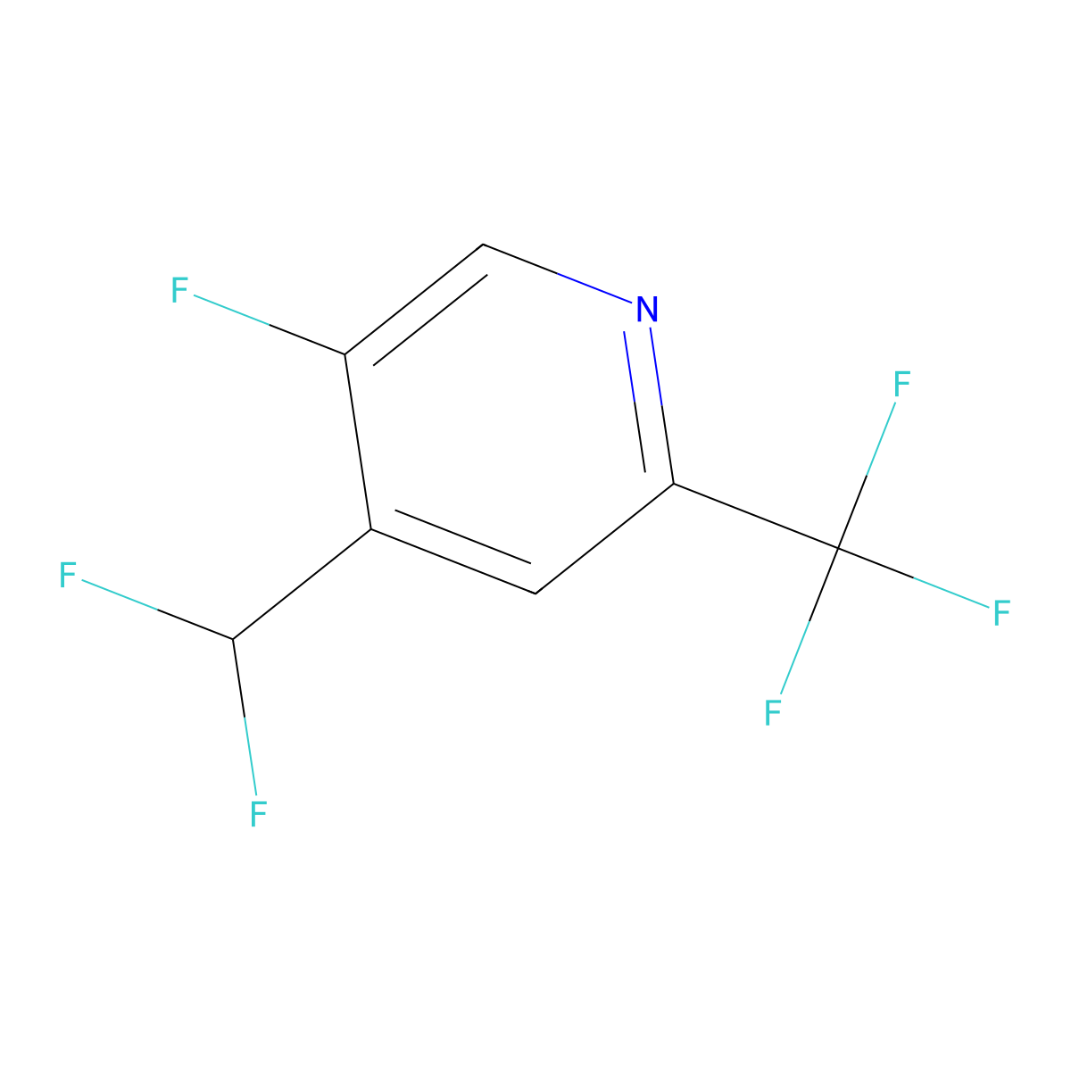 4-(Difluoromethyl)-5-fluoro-2-(trifluoromethyl)pyridine molecular structure, CAS 1805006-40-9