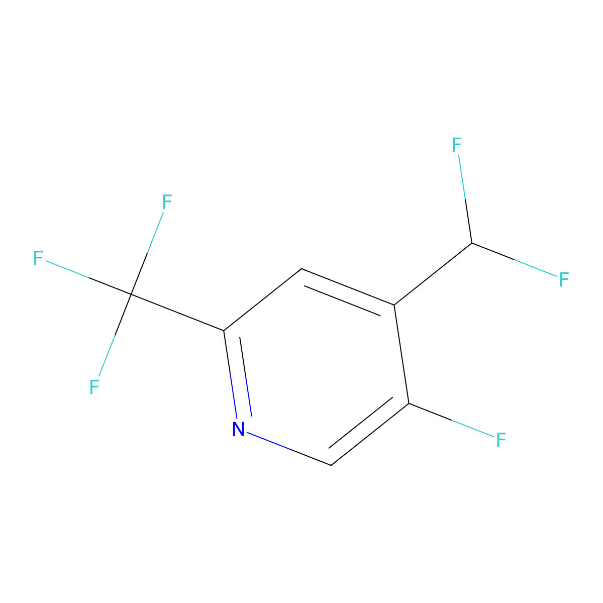 4-(Difluoromethyl)-5-fluoro-2-(trifluoromethyl)pyridine molecular structure, CAS 1805006-40-9