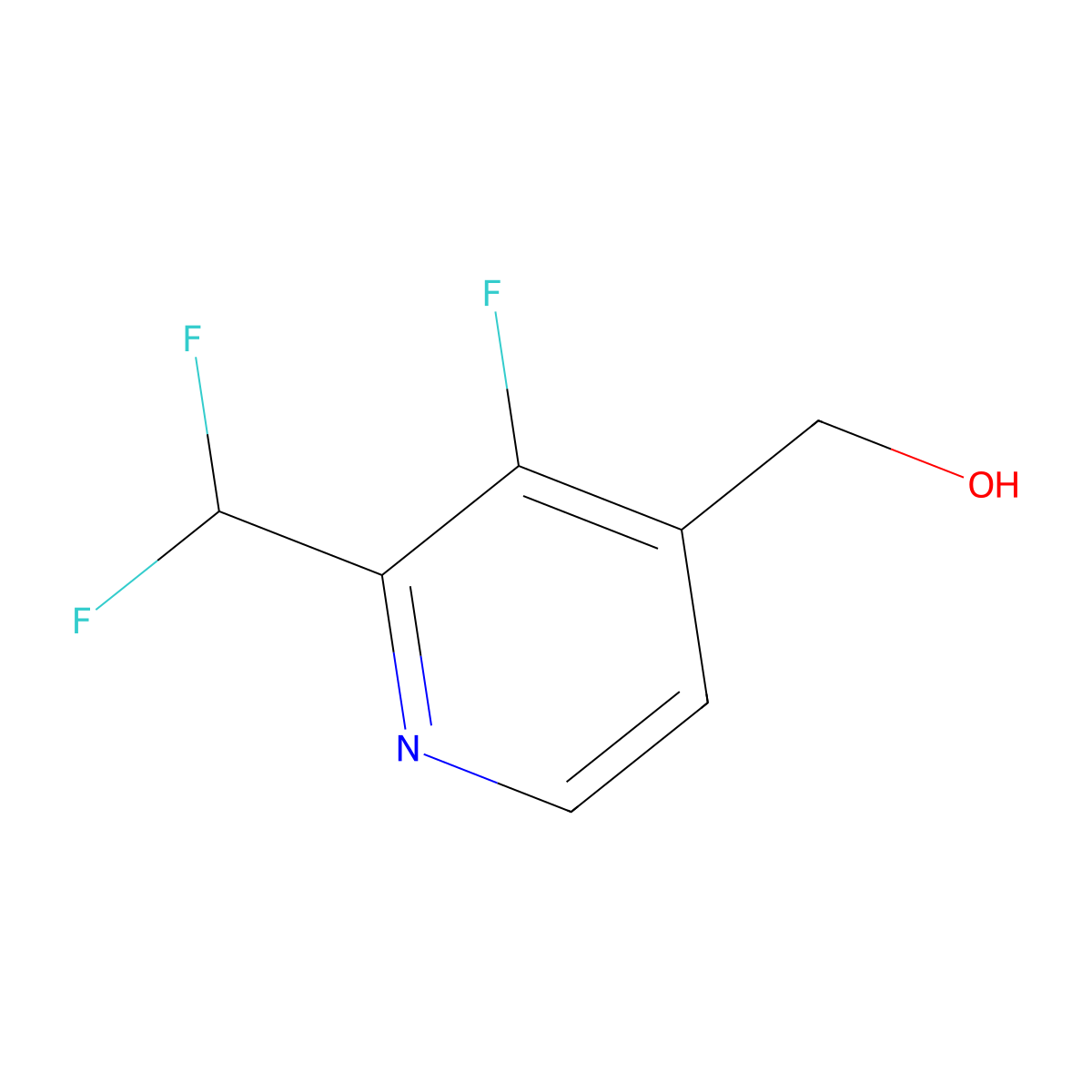 [2-(Difluoromethyl)-3-fluoropyridin-4-yl]methanol molecular structure, CAS 1805006-56-7