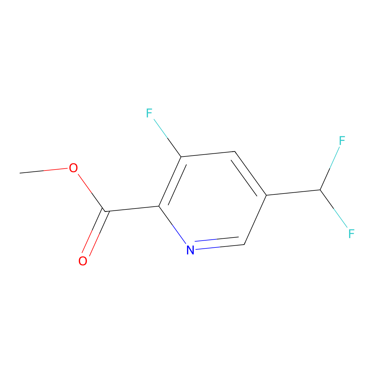 Methyl 5-(difluoromethyl)-3-fluoropyridine-2-carboxylate molecular structure, CAS 1805006-85-2