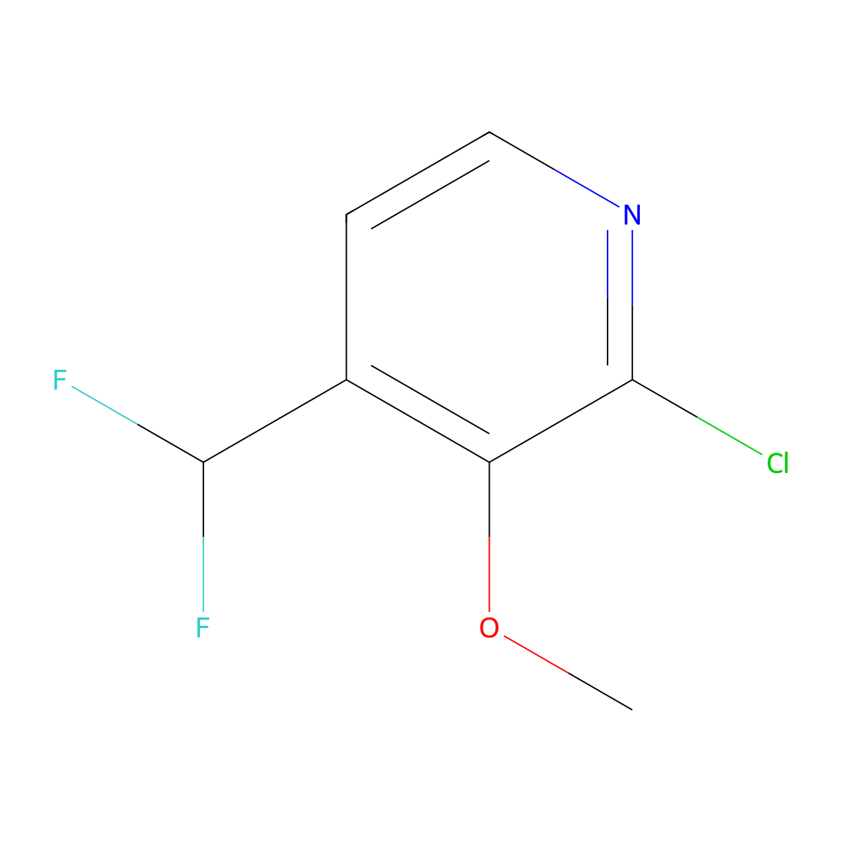 2-Chloro-4-(difluoromethyl)-3-methoxypyridine molecular structure, CAS 1805008-35-8