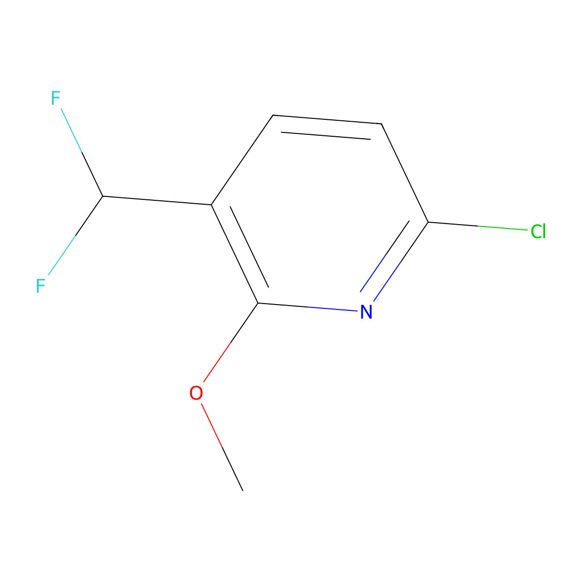 6-Chloro-3-(difluoromethyl)-2-methoxypyridine molecular structure, CAS 1805008-40-5