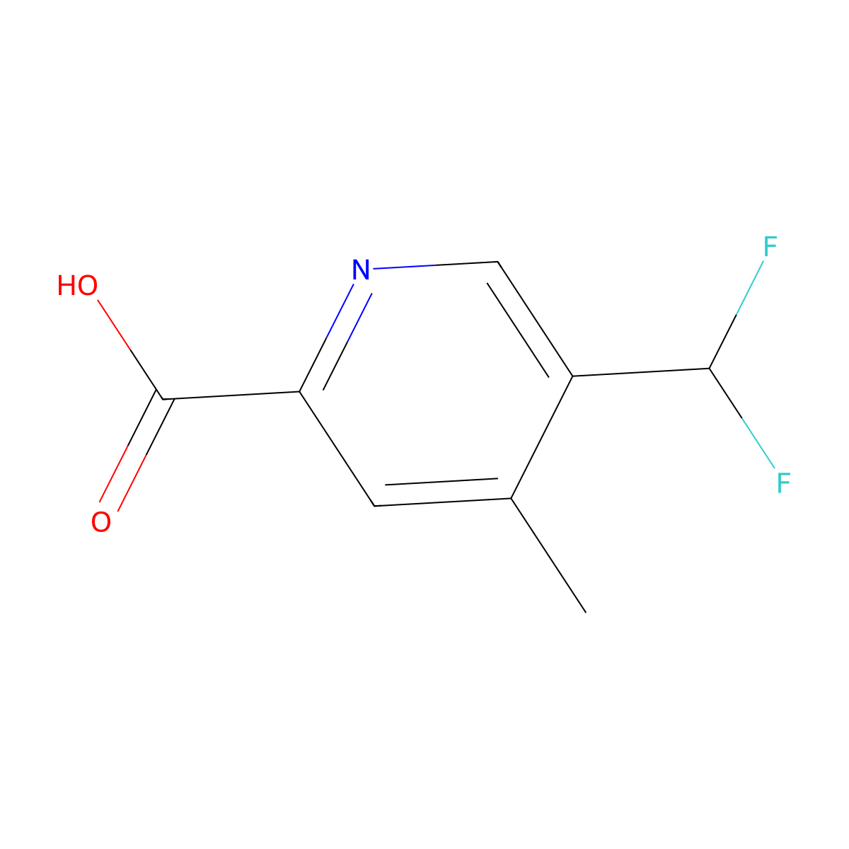 5-(Difluoromethyl)-4-methylpyridine-2-carboxylic acid molecular structure, CAS 1805010-01-8