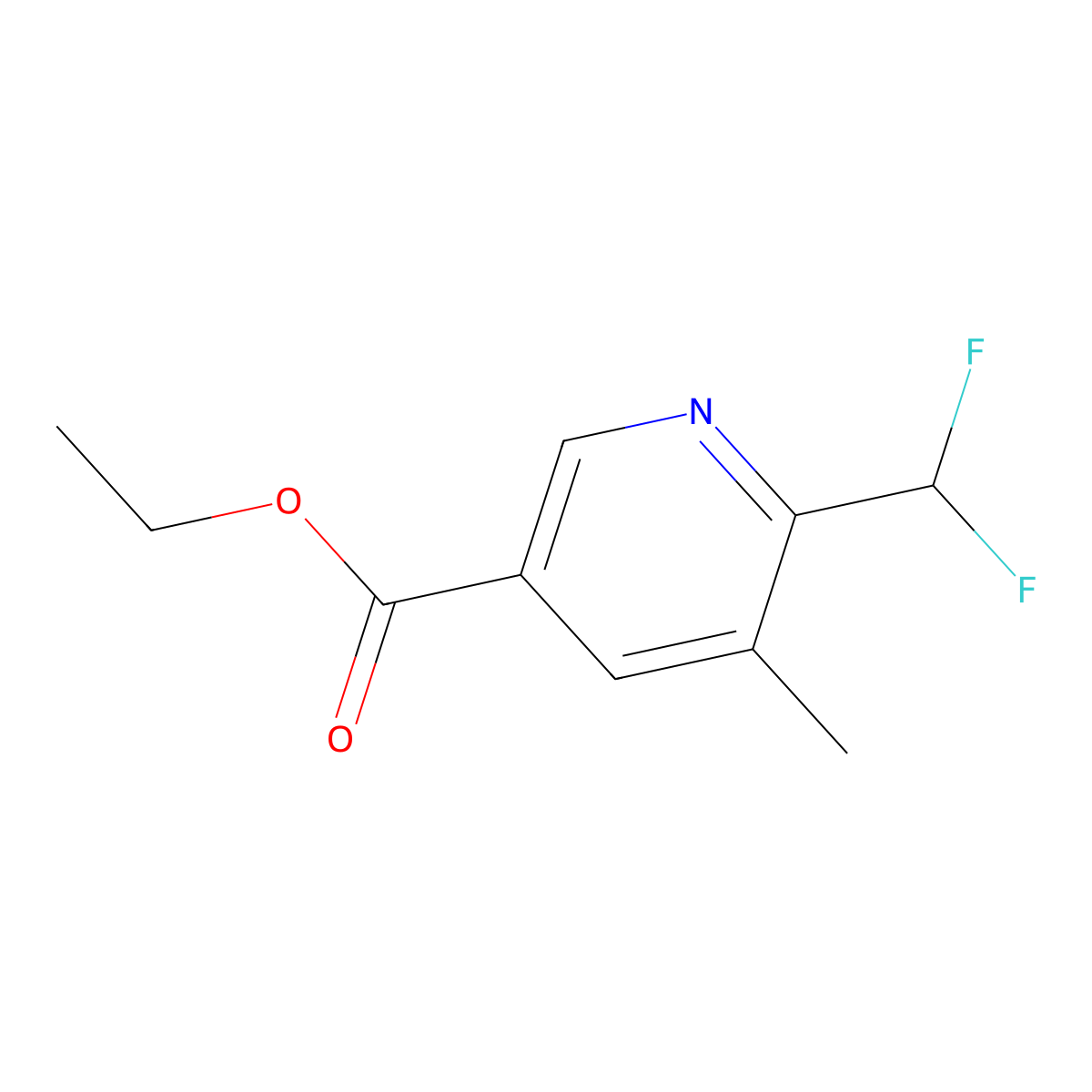 Ethyl 6-(difluoromethyl)-5-methylnicotinate molecular structure, CAS 1805010-20-1