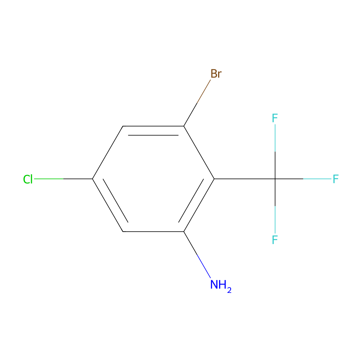 3-Bromo-5-chloro-2-(trifluoromethyl)aniline molecular structure, CAS 1805018-32-9