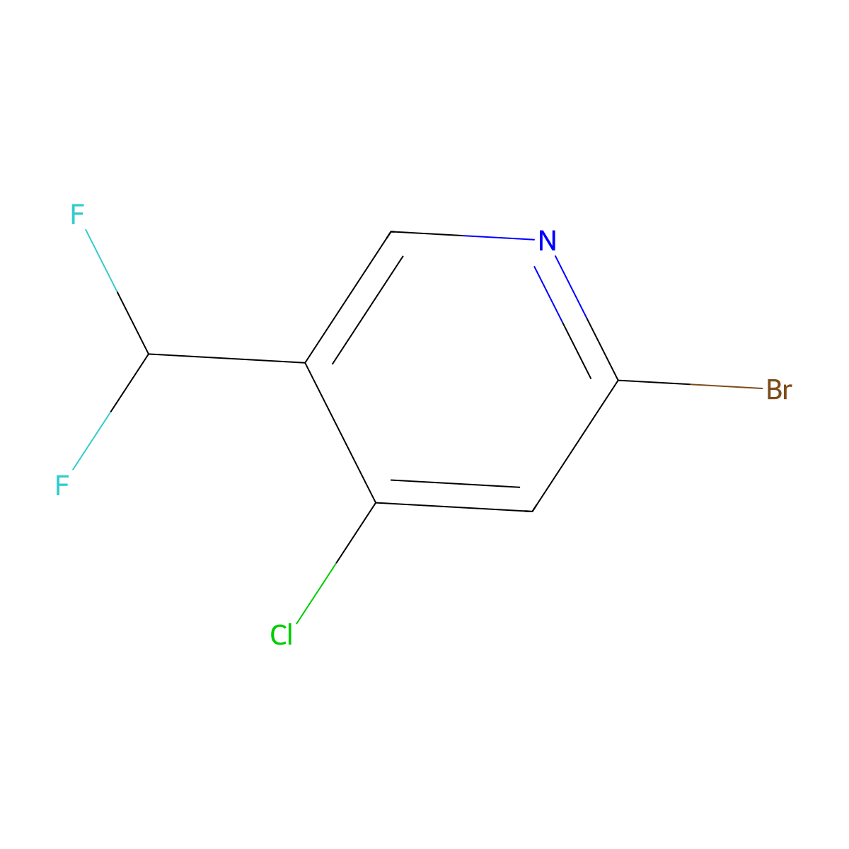 2-Bromo-4-chloro-5-(difluoromethyl)pyridine molecular structure, CAS 1805018-95-4