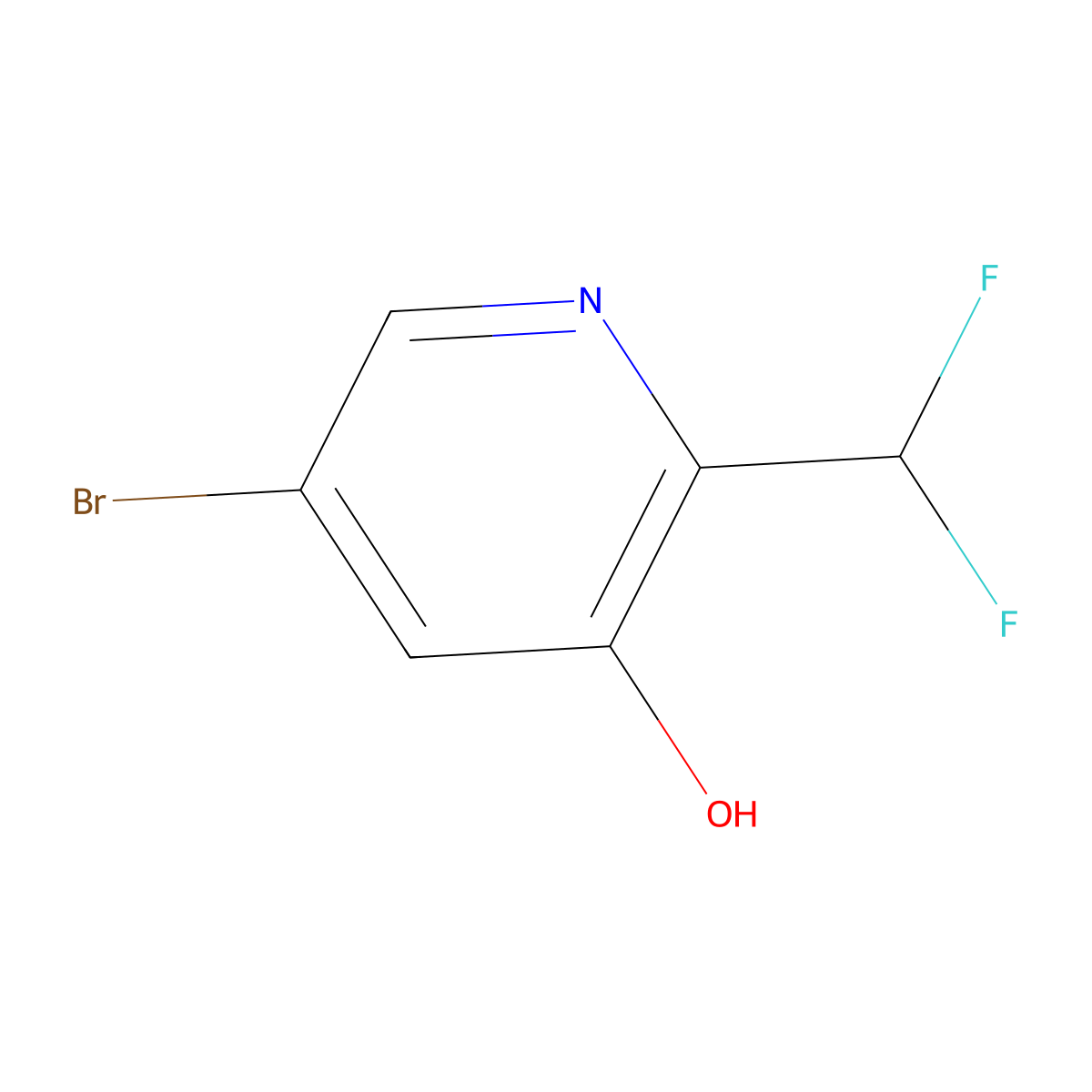 5-Bromo-2-(difluoromethyl)pyridin-3-ol molecular structure, CAS 1805019-55-9
