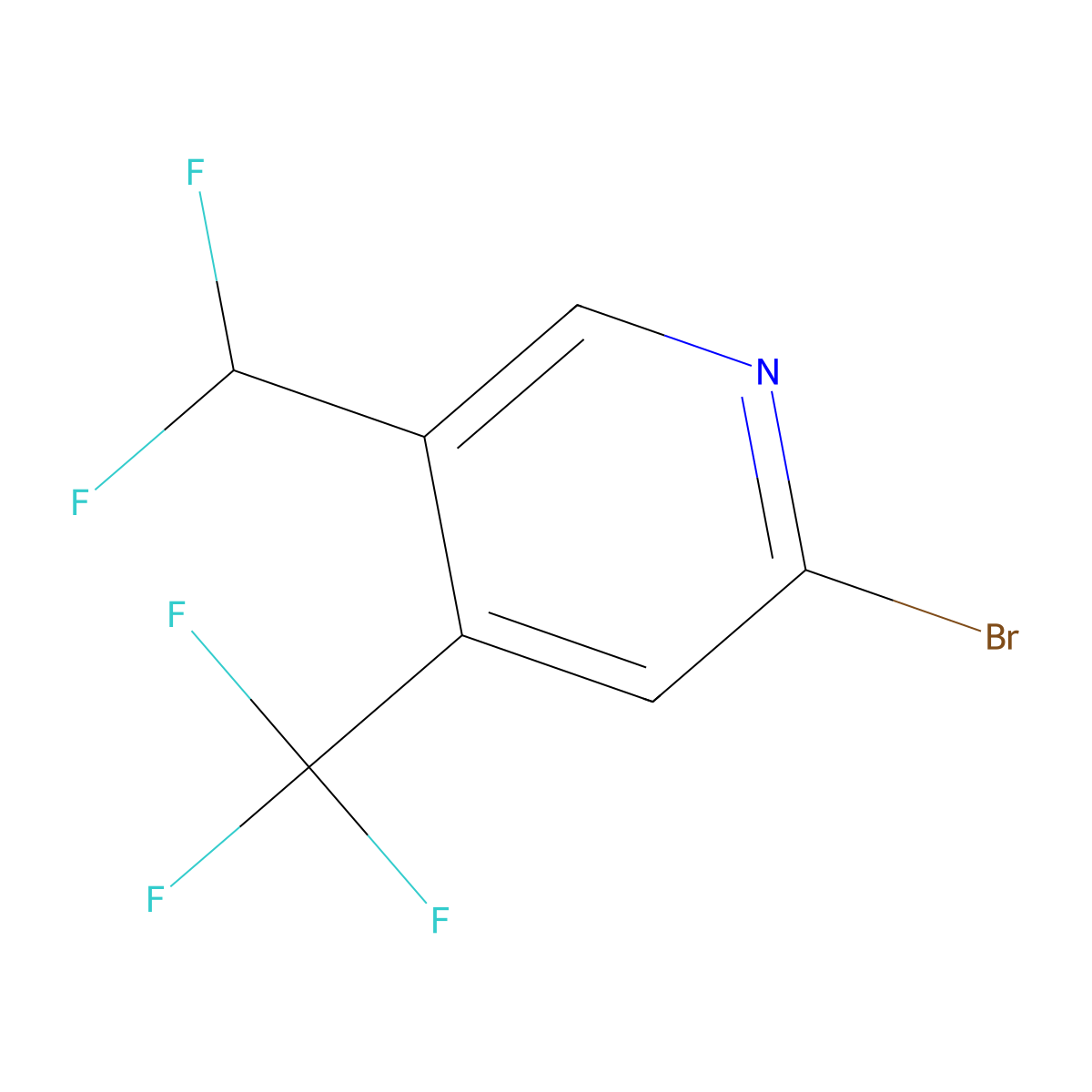 2-Bromo-5-(difluoromethyl)-4-(trifluoromethyl)pyridine molecular structure, CAS 1805020-89-6