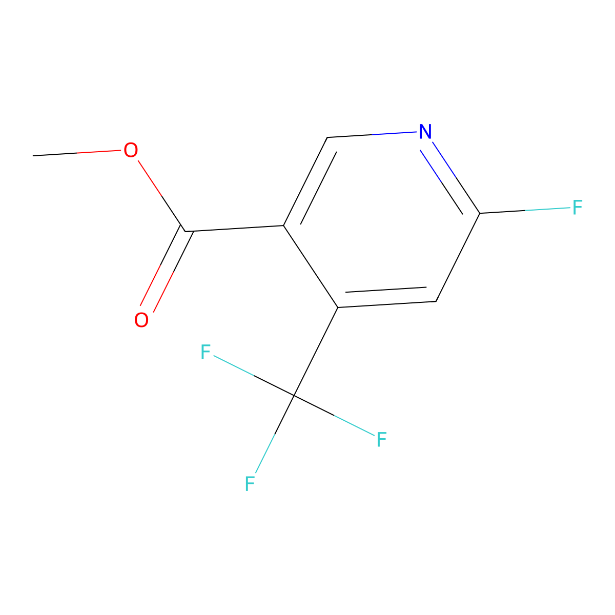 Methyl 6-fluoro-4-(trifluoromethyl)-3-pyridinecarboxylate molecular structure, CAS 1805021-35-5