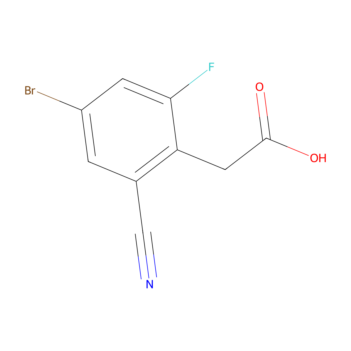 4-Bromo-2-cyano-6-fluorophenylacetic acid molecular structure, CAS 1805021-37-7