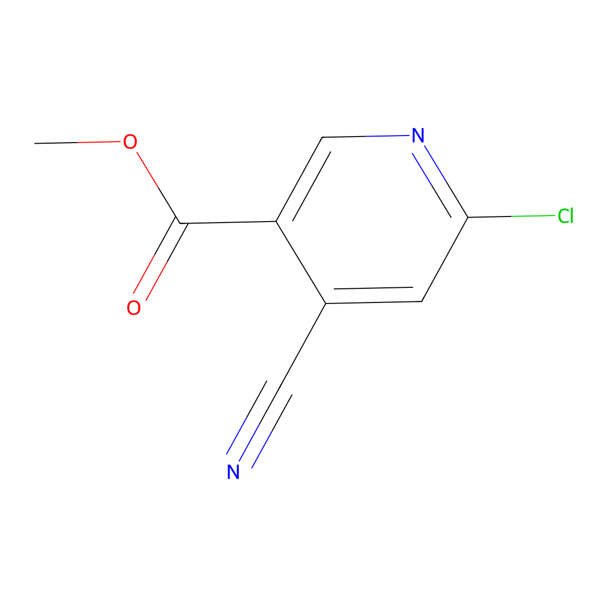 Methyl 6-chloro-4-cyanonicotinate molecular structure, CAS 1805024-32-1