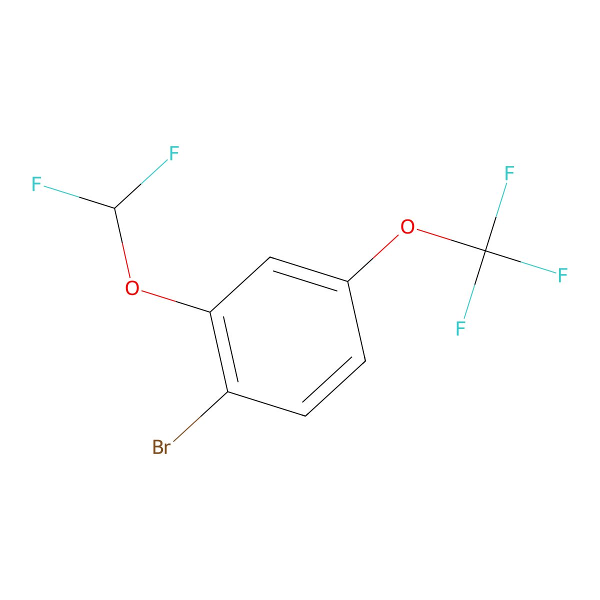 1-Bromo-2-difluoromethoxy-4-(trifluoromethoxy)benzene molecular structure, CAS 1805024-68-3
