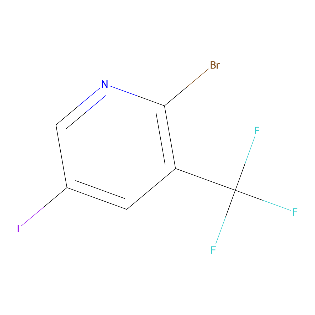 2-Bromo-5-iodo-3-(trifluoromethyl)pyridine molecular structure, CAS 1805025-71-1