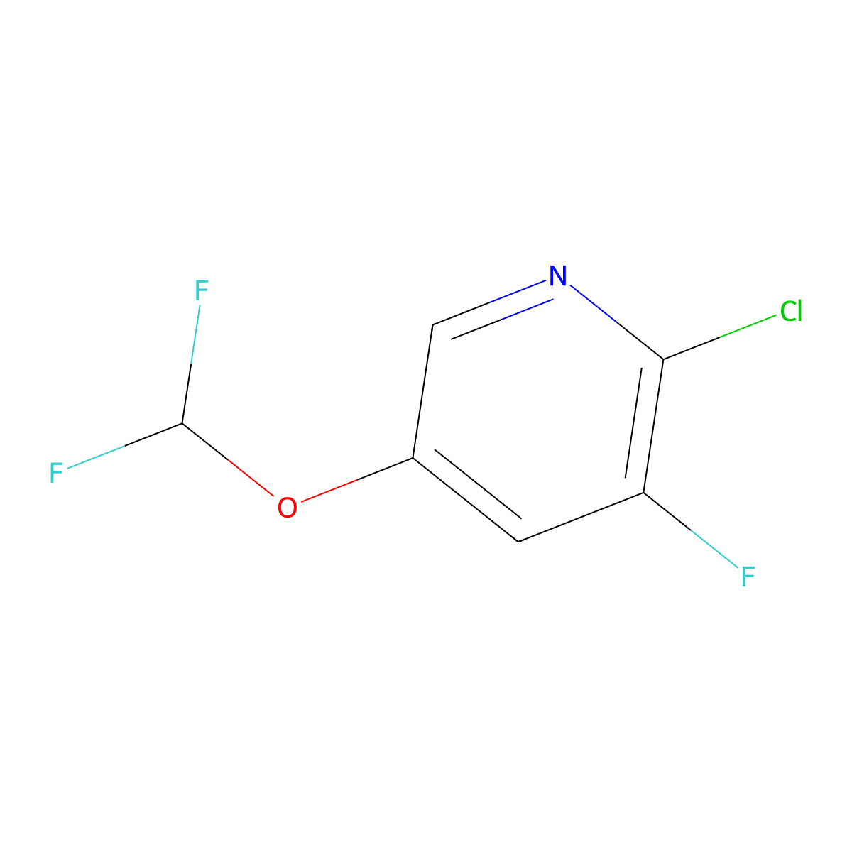 2-Chloro-5-(difluoromethoxy)-3-fluoropyridine molecular structure, CAS 1805027-72-8