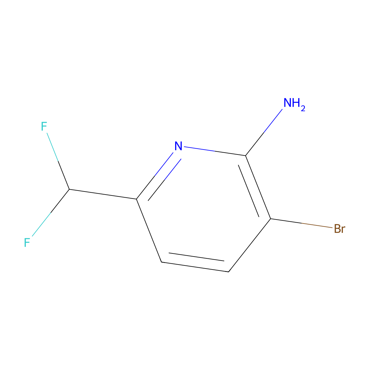 3-Bromo-6-(difluoromethyl)pyridin-2-amine molecular structure, CAS 1805028-09-4