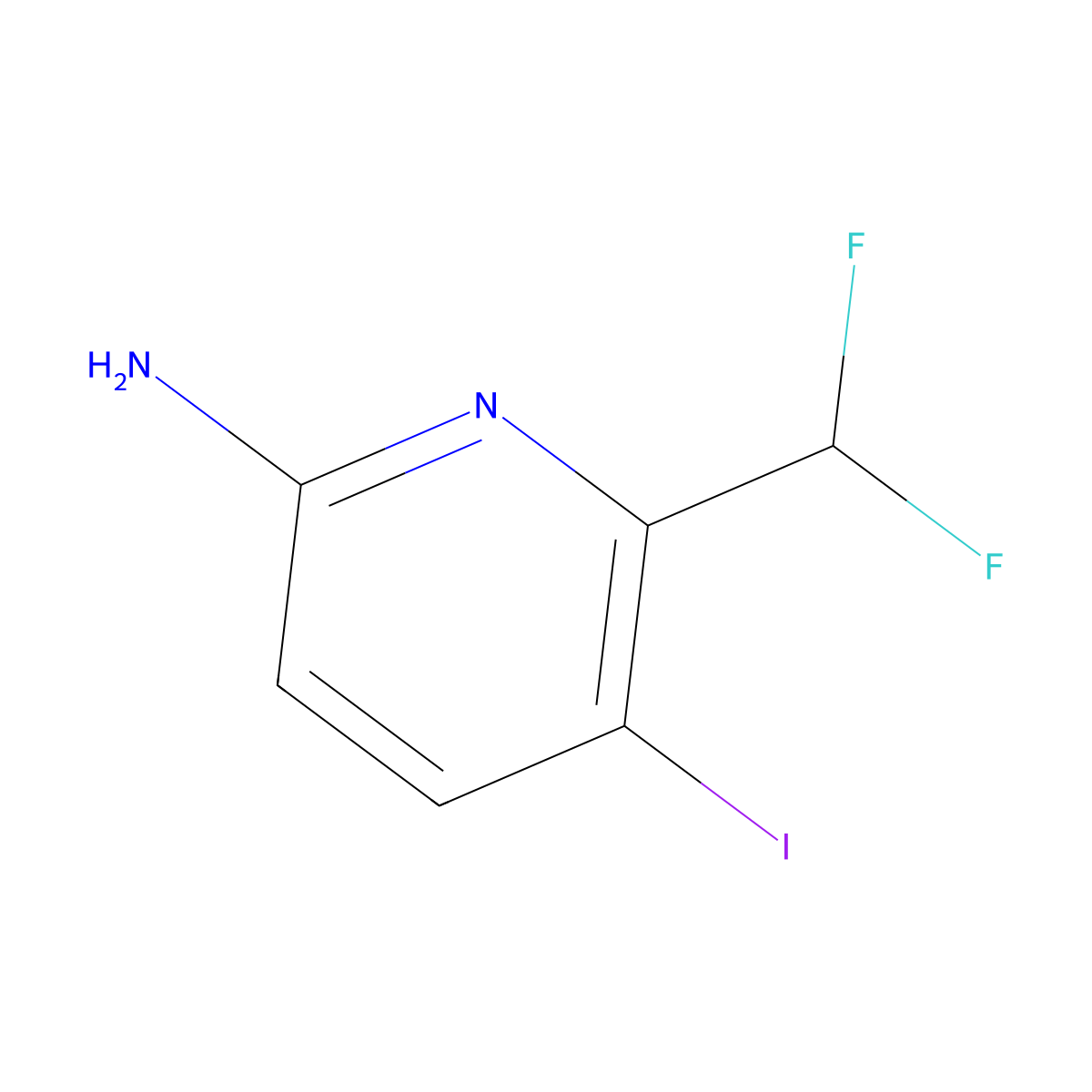 6-(Difluoromethyl)-5-iodopyridin-2-amine molecular structure, CAS 1805028-74-3