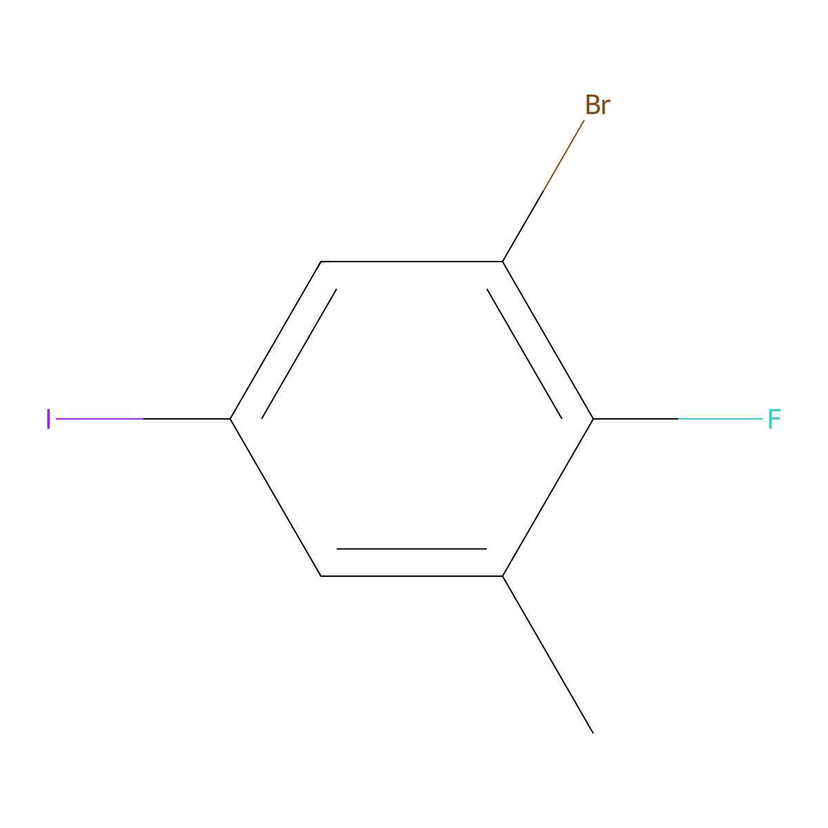 1-Bromo-2-fluoro-5-iodo-3-methylbenzene molecular structure, CAS 1805030-08-3