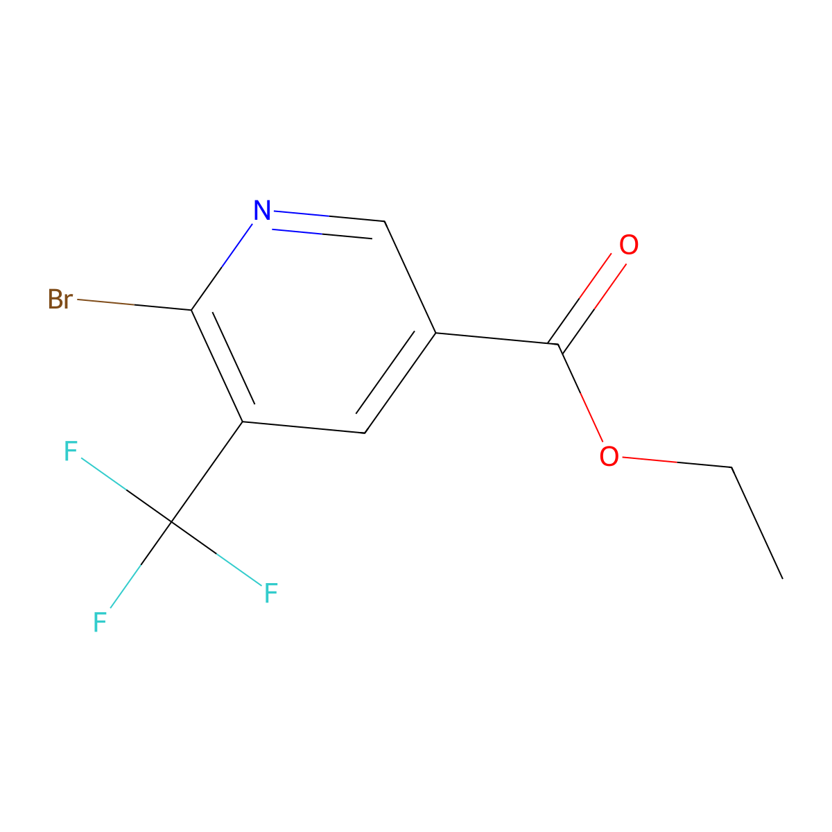 Ethyl 6-bromo-5-(trifluoromethyl)nicotinate molecular structure, CAS 1805030-44-7