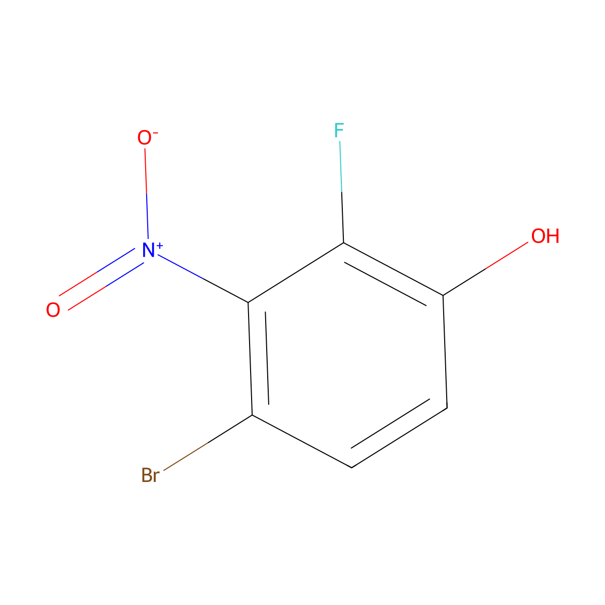 4-Bromo-2-fluoro-3-nitrophenol molecular structure, CAS 1805031-72-4