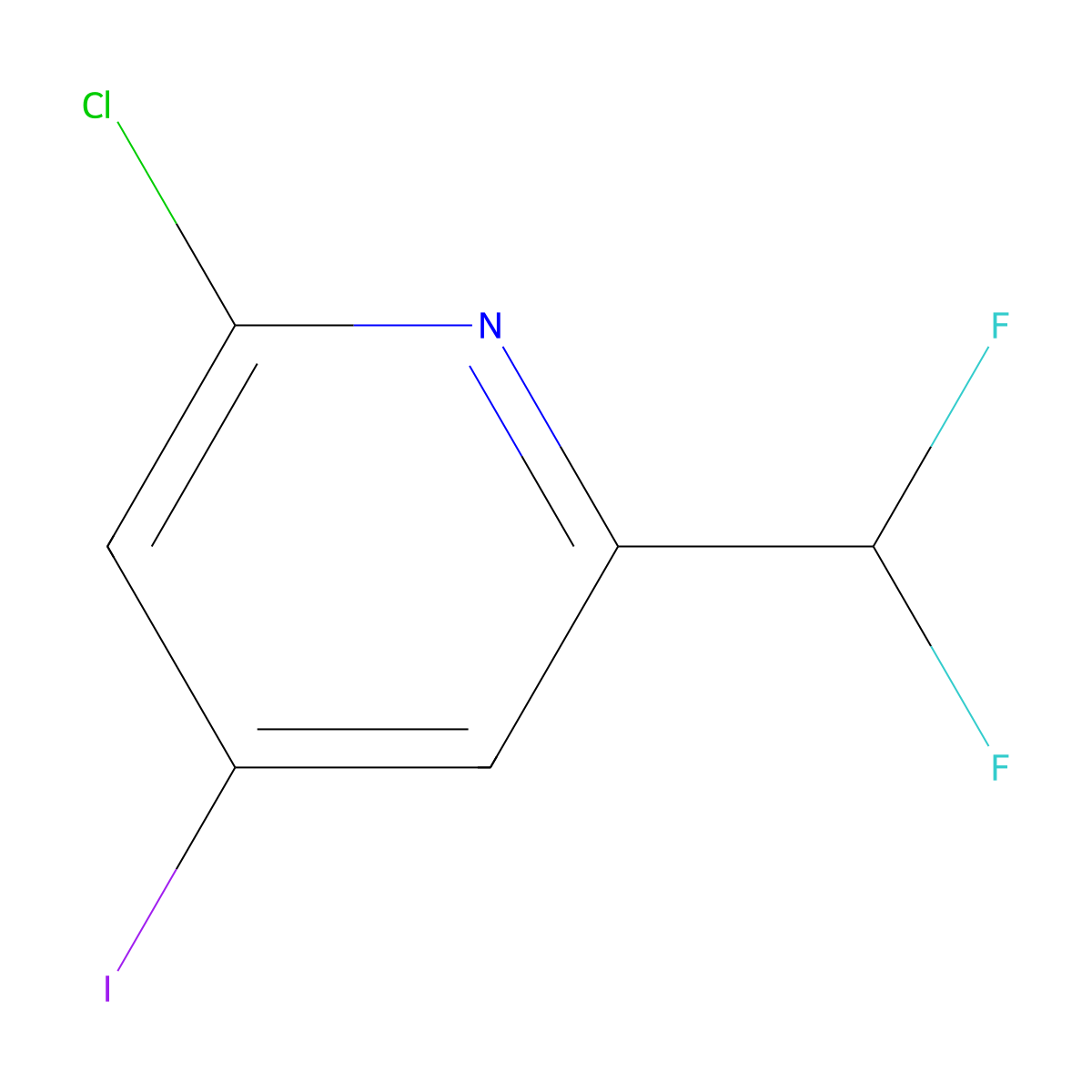 2-Chloro-6-(difluoromethyl)-4-iodopyridine molecular structure, CAS 1805033-06-0