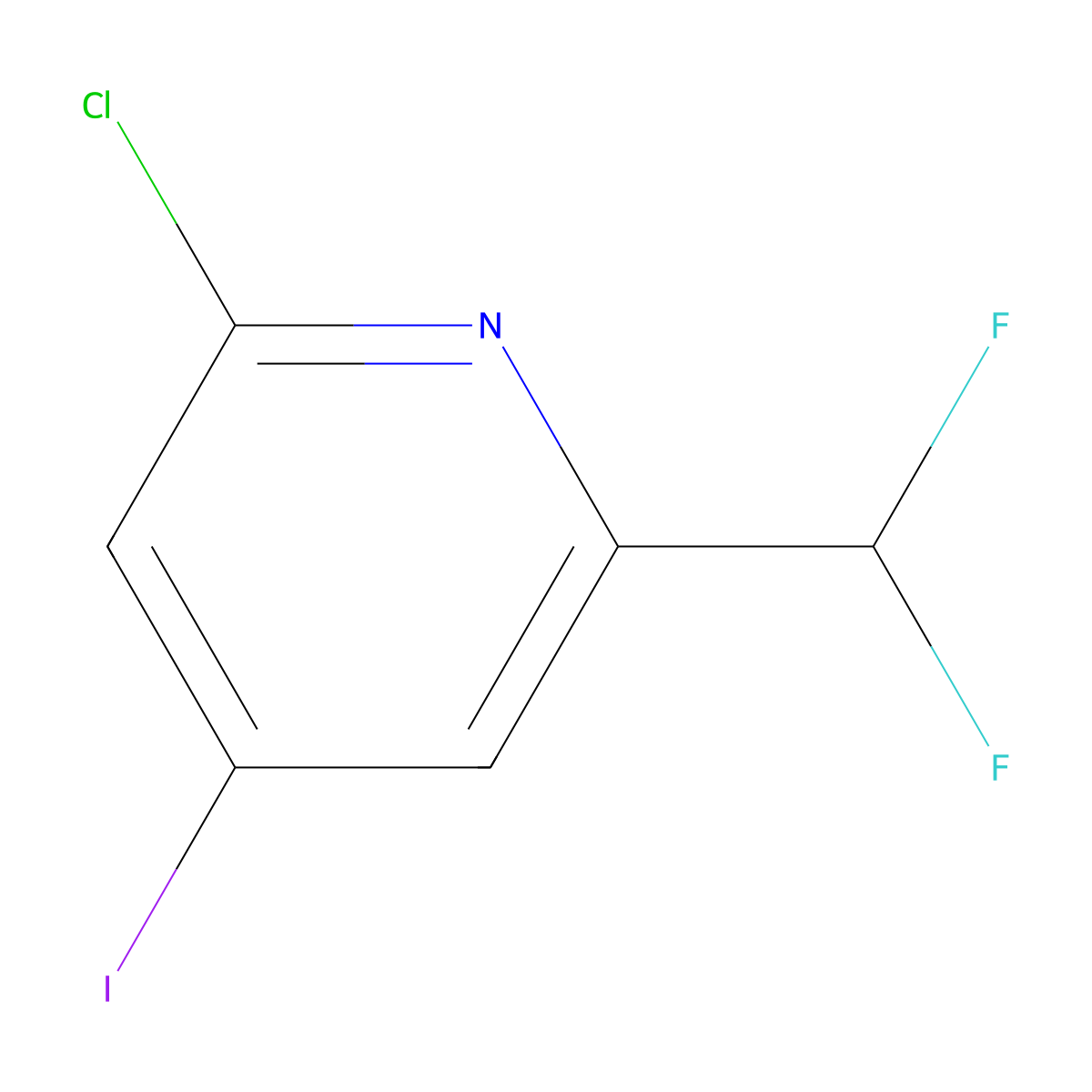 2-Chloro-6-(difluoromethyl)-4-iodopyridine molecular structure, CAS 1805033-06-0