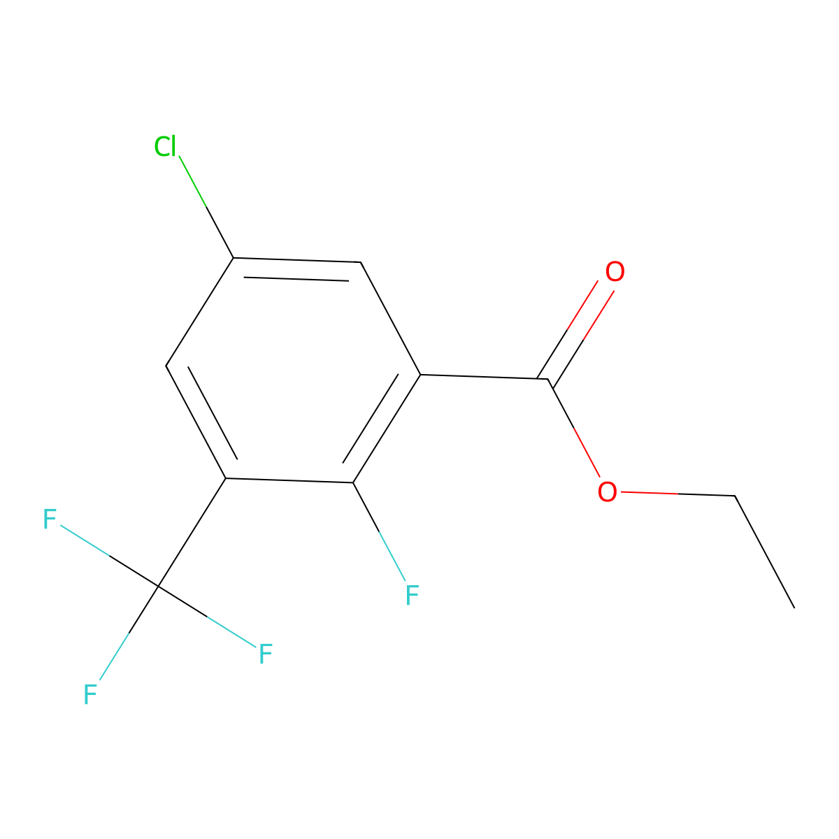 Ethyl 5-chloro-2-fluoro-3-(trifluoromethyl)benzoate molecular structure, CAS 1805034-32-5