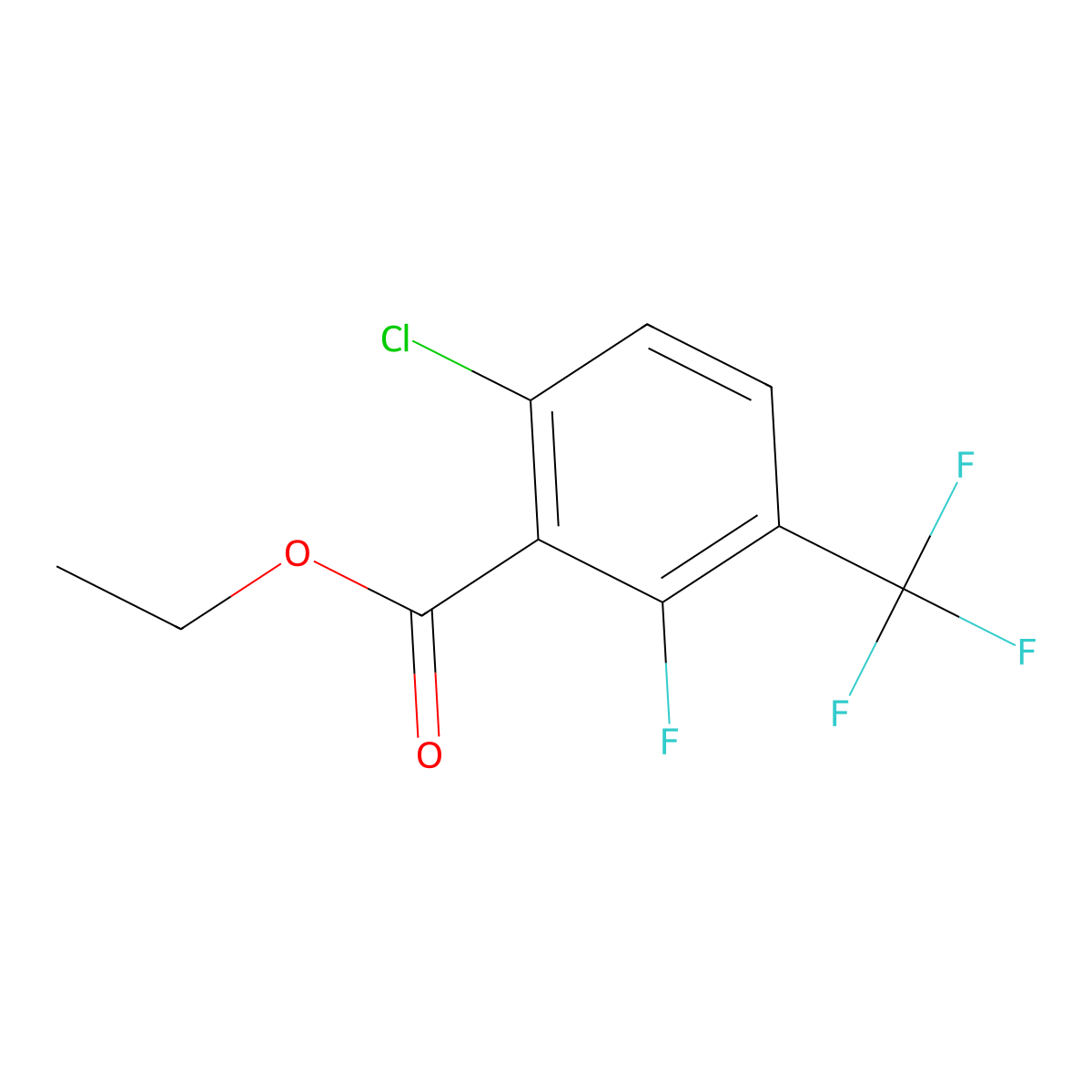 Ethyl 6-chloro-2-fluoro-3-(trifluoromethyl)benzoate molecular structure, CAS 1805034-38-1