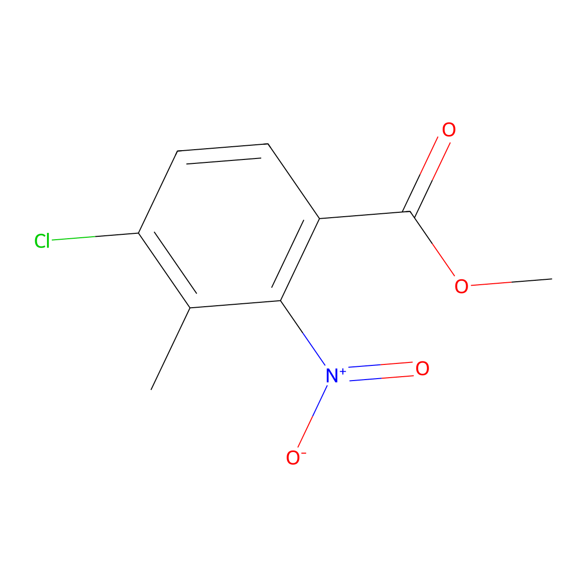 Methyl 4-chloro-3-methyl-2-nitrobenzoate molecular structure, CAS 1805036-67-2